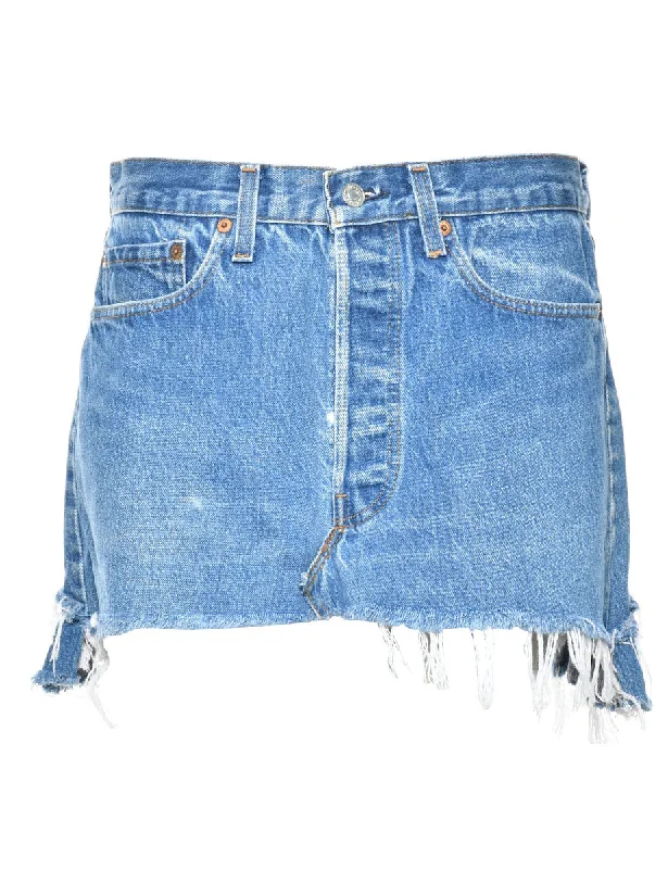 Layered Comfort Levi's Frayed Edge Denim 1990s Skirt - M
