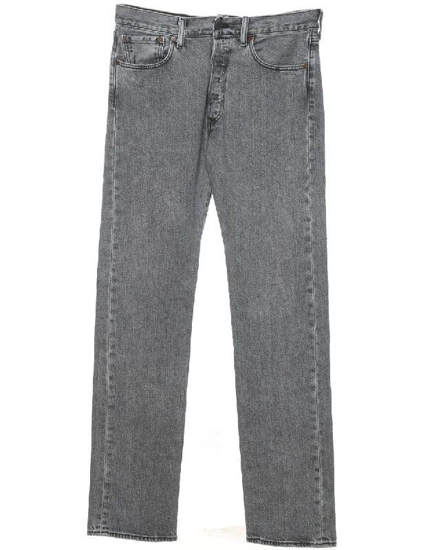 Relaxed Chic Levi's Grey Distressed 501 Jeans - W33 L36