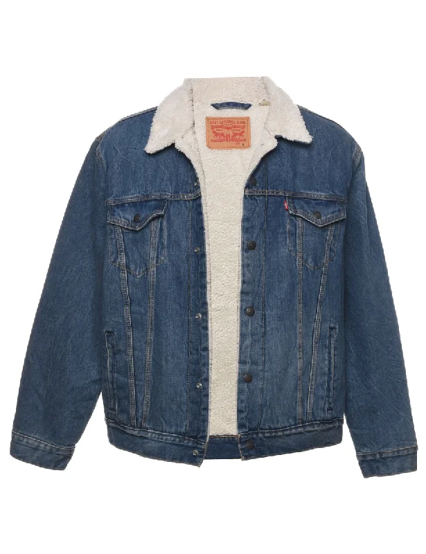 Knitted Design Levi's Shearling Denim Jacket - L