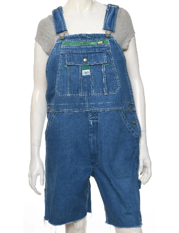 Retro Prints Liberty Medium Wash Cropped Dungarees - W38 L9