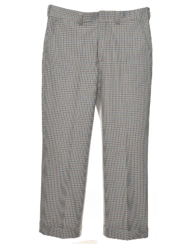 Goddess Outfit Light Blue & Light Brown 1970s Suit Trousers - W34 L31