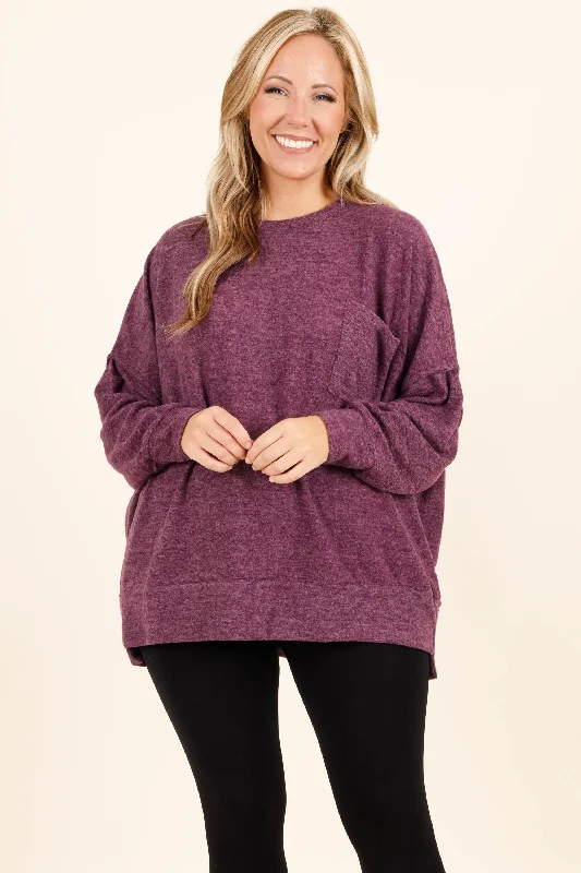 Luxury Style More of Me Sweater, Dark Plum