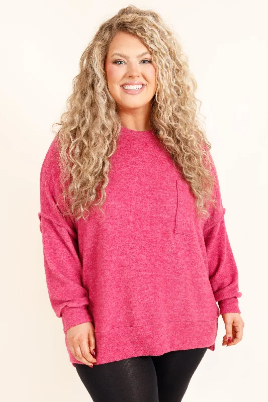 Soft Textures More of Me Sweater, Magenta