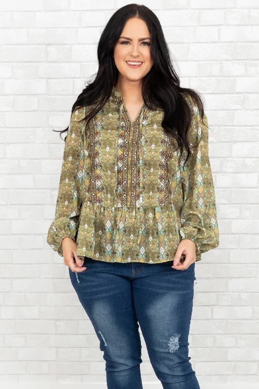 Morning Grace Top, Olive