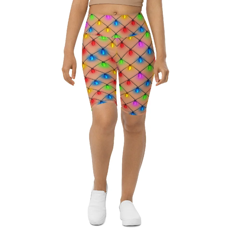 Noble Temperament Naughty Christmas Lights Biker Shorts