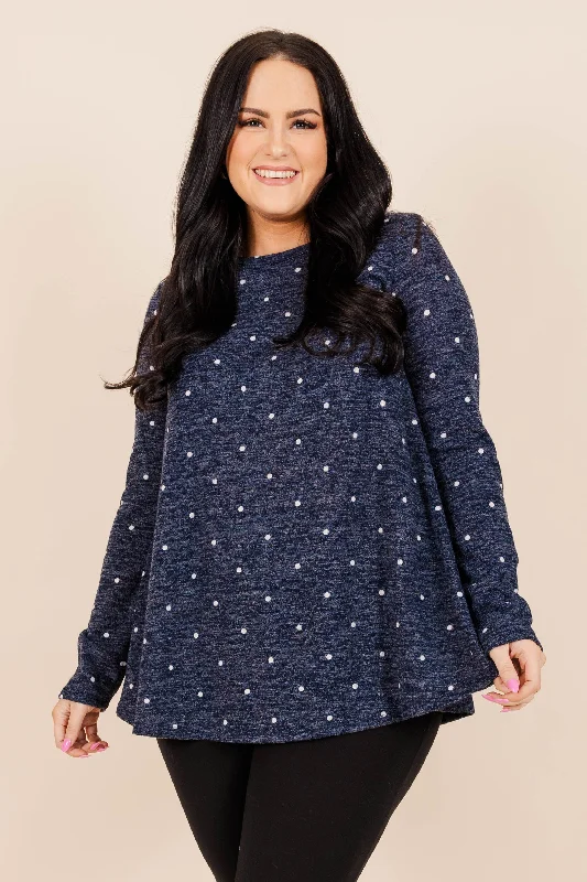 Luxury Customization On The Dot Of Midnight Top, Navy