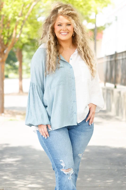 Sports And Leisure One More Time Again Top, Chambray-White