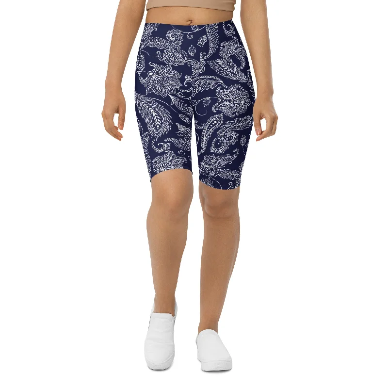 Fashionable Inner Wear Paisley Floral Biker Shorts