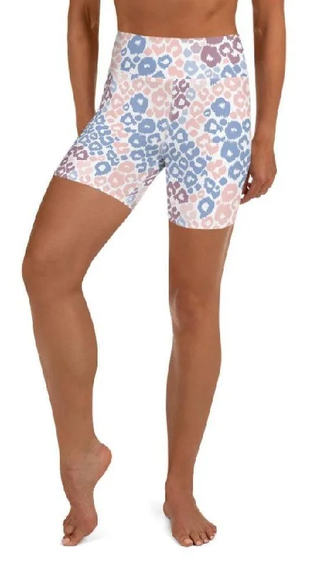 Pastel Leopard Print Yoga Shorts