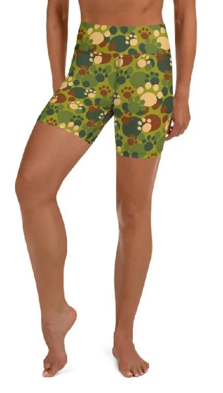 Paw Camo Yoga Shorts