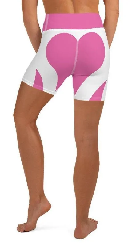 Pink Heart Shaped Yoga Shorts