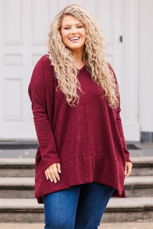 Cool Style Precious Poetry Tunic, Burgundy