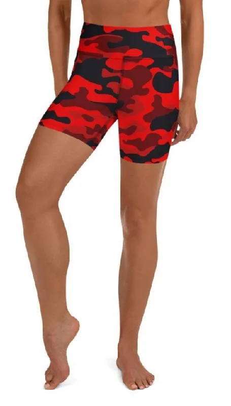 Red Camo Yoga Shorts