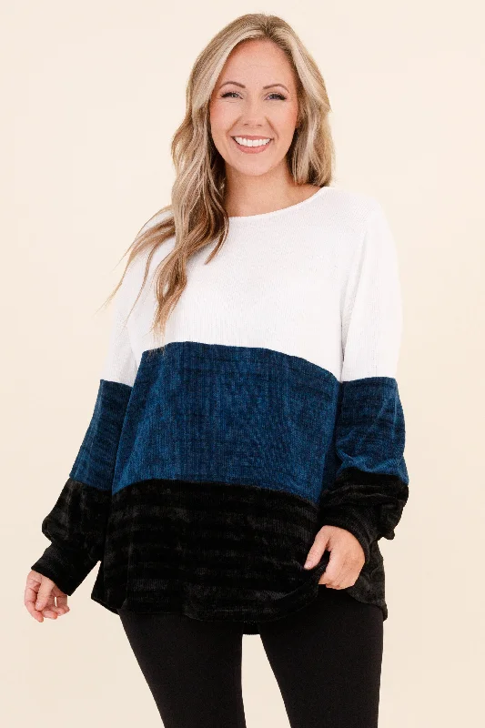 Comfortable Jeans Remarkable Talents Sweater, Ivory Navy