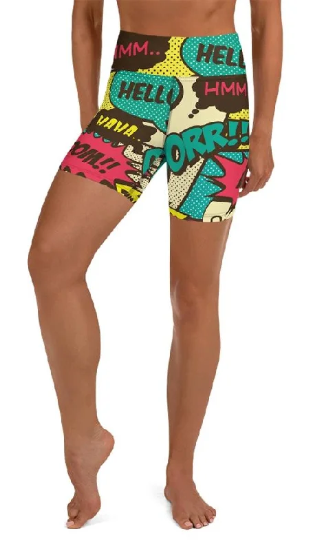 Light Layers Retro Comic Book Yoga Shorts