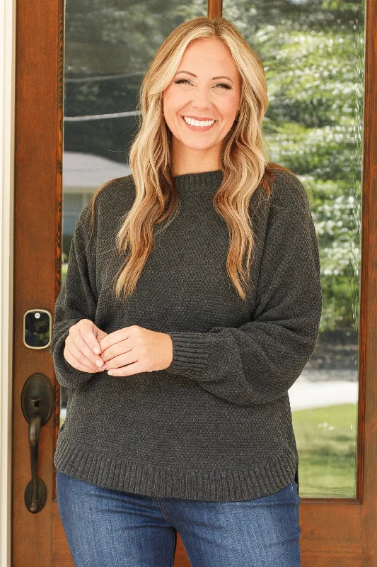 Tropical Style She Has It All Sweater, Charcoal