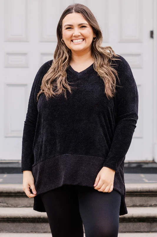 Casual Fit Wear Simple Transition Top, Black