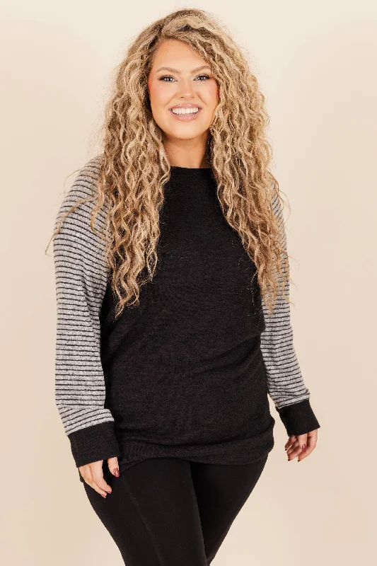 Retro Design Smiley Sweetheart Top, Black