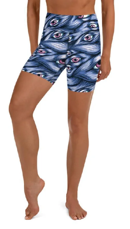 Cozy Dress Spooky Eyes Yoga Shorts