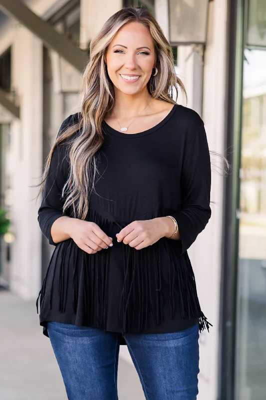 Sports And Leisure Stay Curious Babe Top, Black