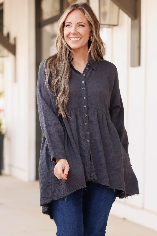 Cozy Footwear Stuck In Her Daydream Top, Ash Grey