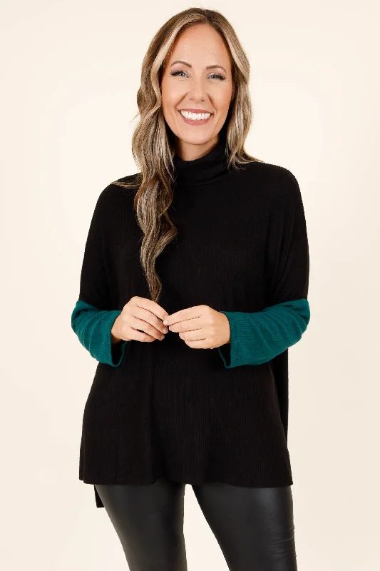 Party Wear Stunningly Styled Sweater, Black