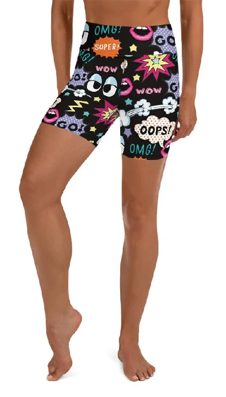 Easy Chic Wear Super Cool Pop Art Yoga Shorts