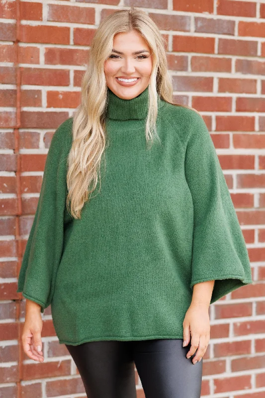 Trendy Looks Sweet Girl Sweater, Hunter Green