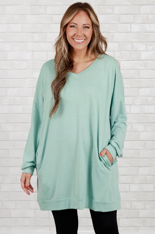 Easy Comfort Style Take It All Tunic, Dusty Green