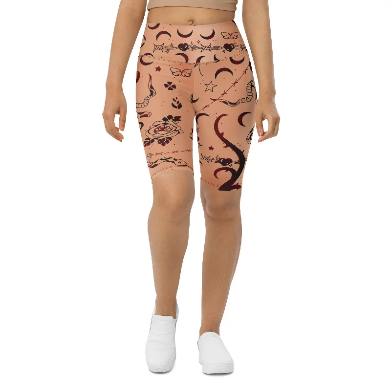 High Street Style Tattoo Inspired Biker Shorts