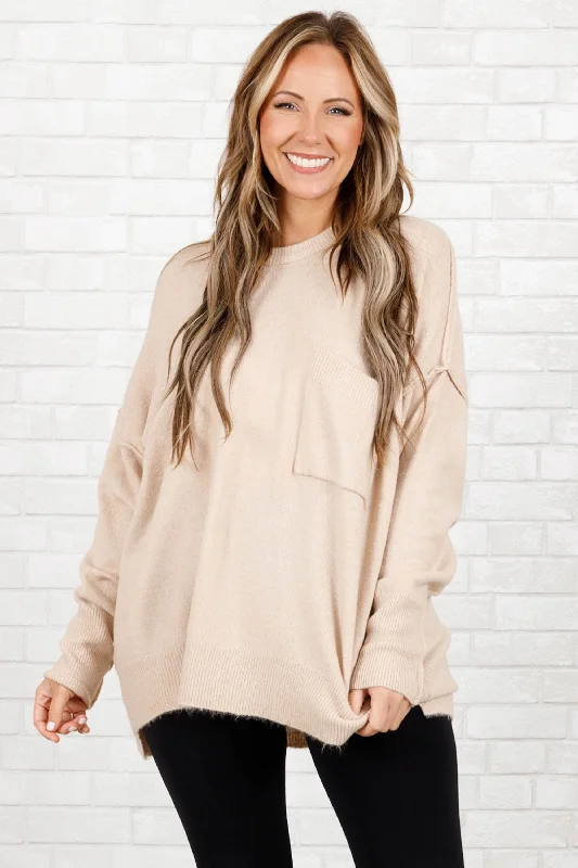 Relaxed Dresses The Night Before Sweater, Heather Beige