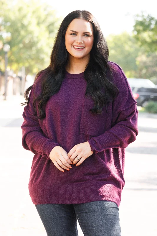 Lazy Home The Night Before Sweater, Heather Dark Plum