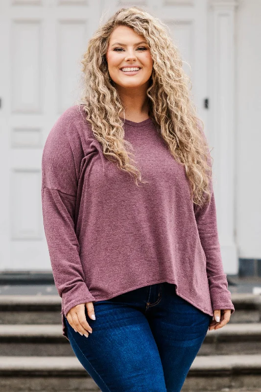 Weekend Comfort Thought Of The Thrill Top, Burgundy