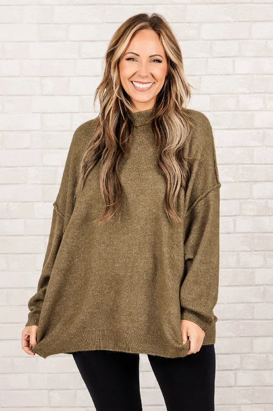 Too Comfy Sweater, Heather Olive