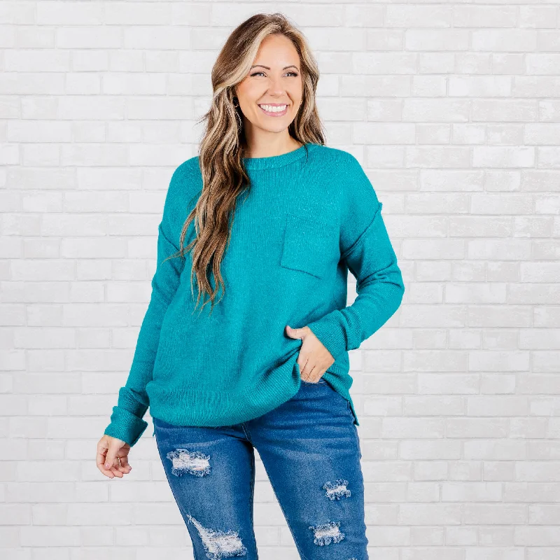Unique Fashion Unwind Your Mind Pullover, Heather Light Teal