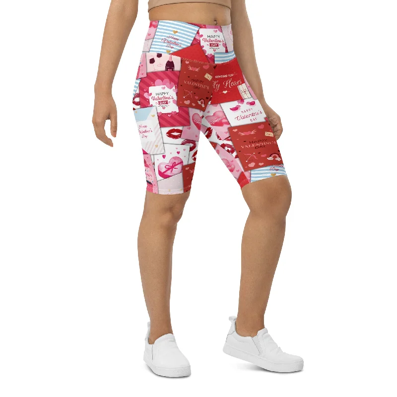 Valentine's Day Cards Biker Shorts