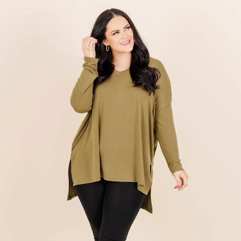 Warm Layers What About You Top, Dusty Olive