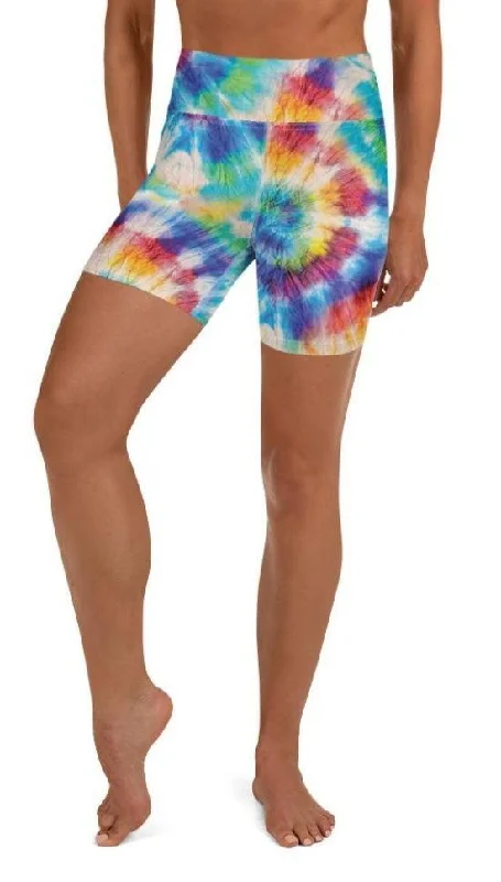 Wrinkled Effect Tie Dye Yoga Shorts