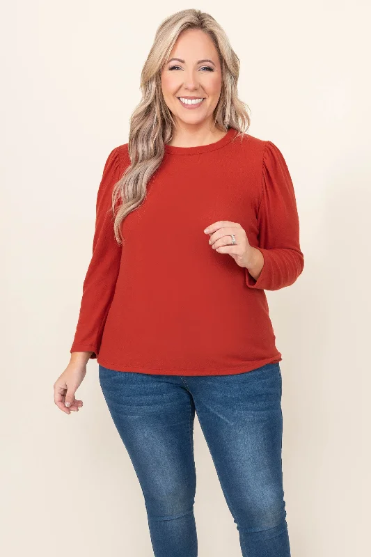 Light Layers Written Approval Top, Rust